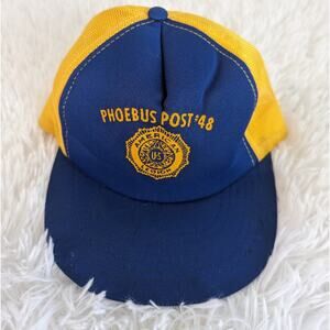 Vintage Men's American Legion Phoebus Post #48 Yellow Blue Hat YA Made in Korea
